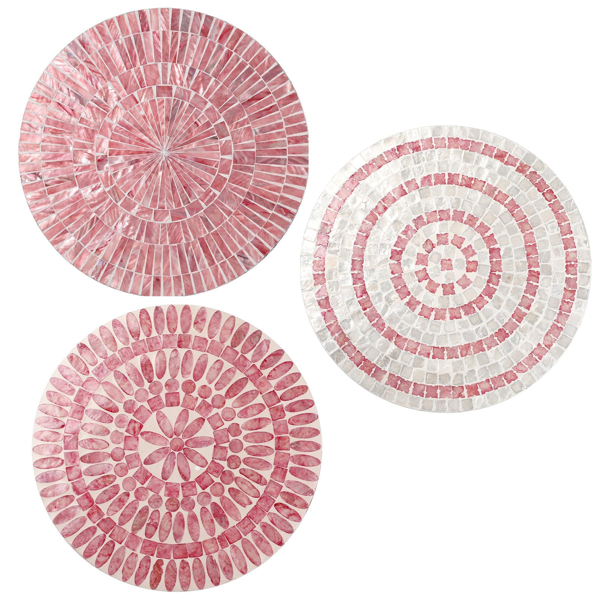 Tioncy 3 Pcs 11.8'' Blue Mother of Pearl Shell Plate Coastal Wall Art