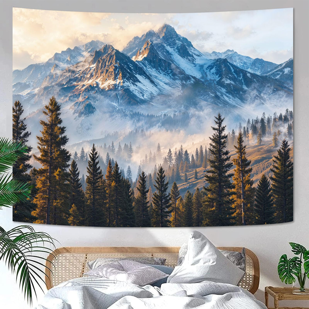 Zussun Nature Forest Tapestry Green Tree Wall Tapestry for Bedroom Aesthetic Plant Stream Pool Landscape Small Tapestries Wall Hanging for Dorm Living Room Decor 48 x 36 Inch