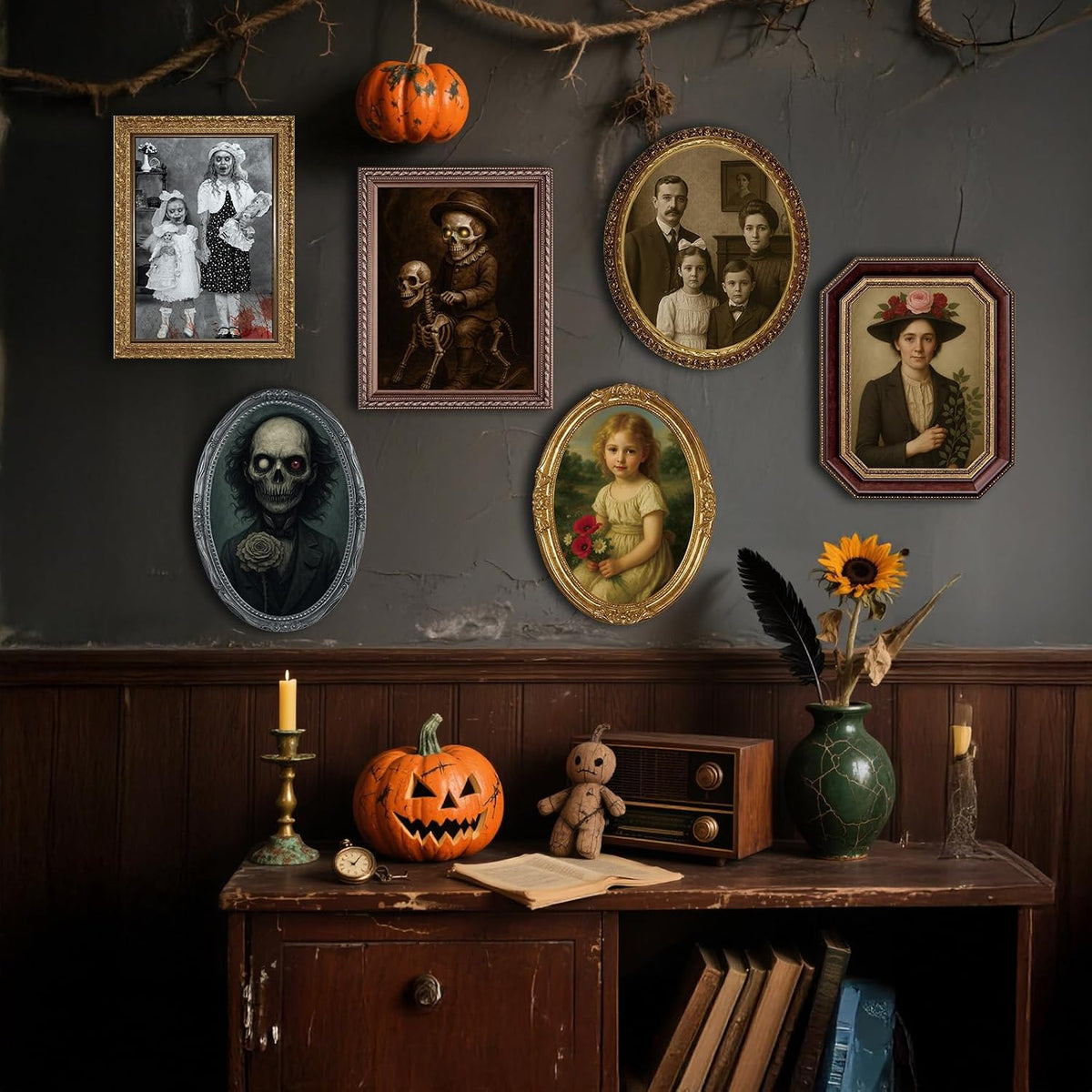 Halloween Decorations Indoor Scary, 3D Changing Face Moving Portraits 6Pack