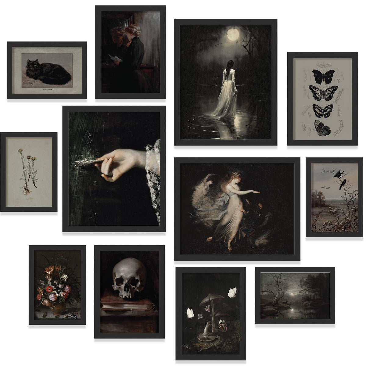 Dark Academia Wall Art Unframed, 12pcs Gothic Prints for Wall Decor