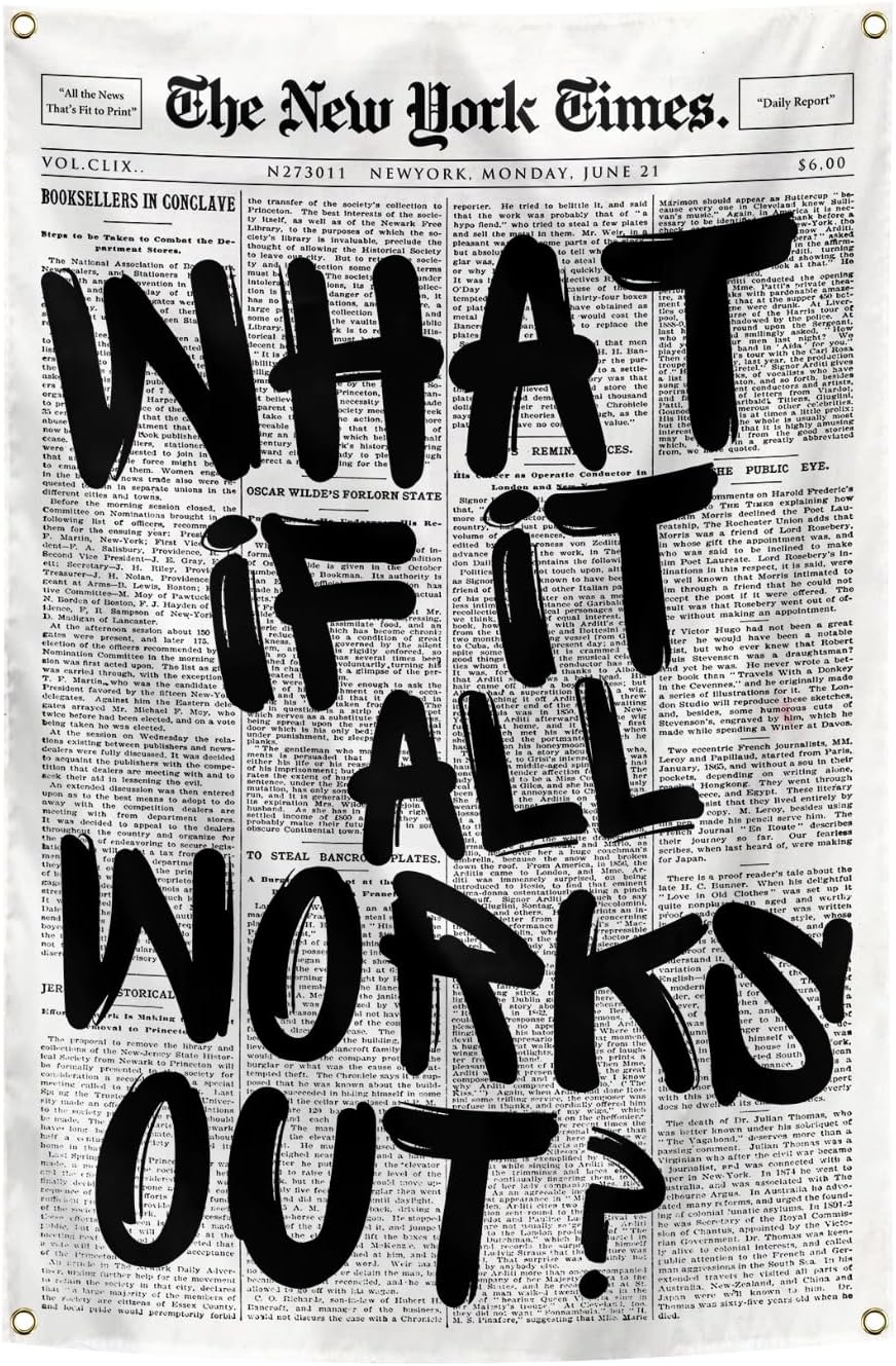 verrlia Retro Art What If It All Works Out Inspirational Tapestry 2x3 Feet Motivational Tapestry for Bedroom College Dorm Dorm Office Wall Decor