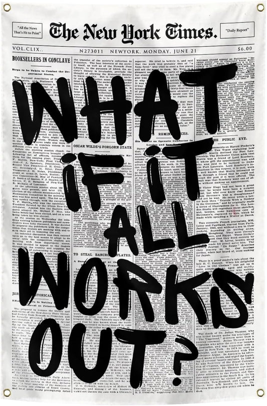 verrlia Retro Art What If It All Works Out Inspirational Tapestry 2x3 Feet Motivational Tapestry for Bedroom College Dorm Dorm Office Wall Decor