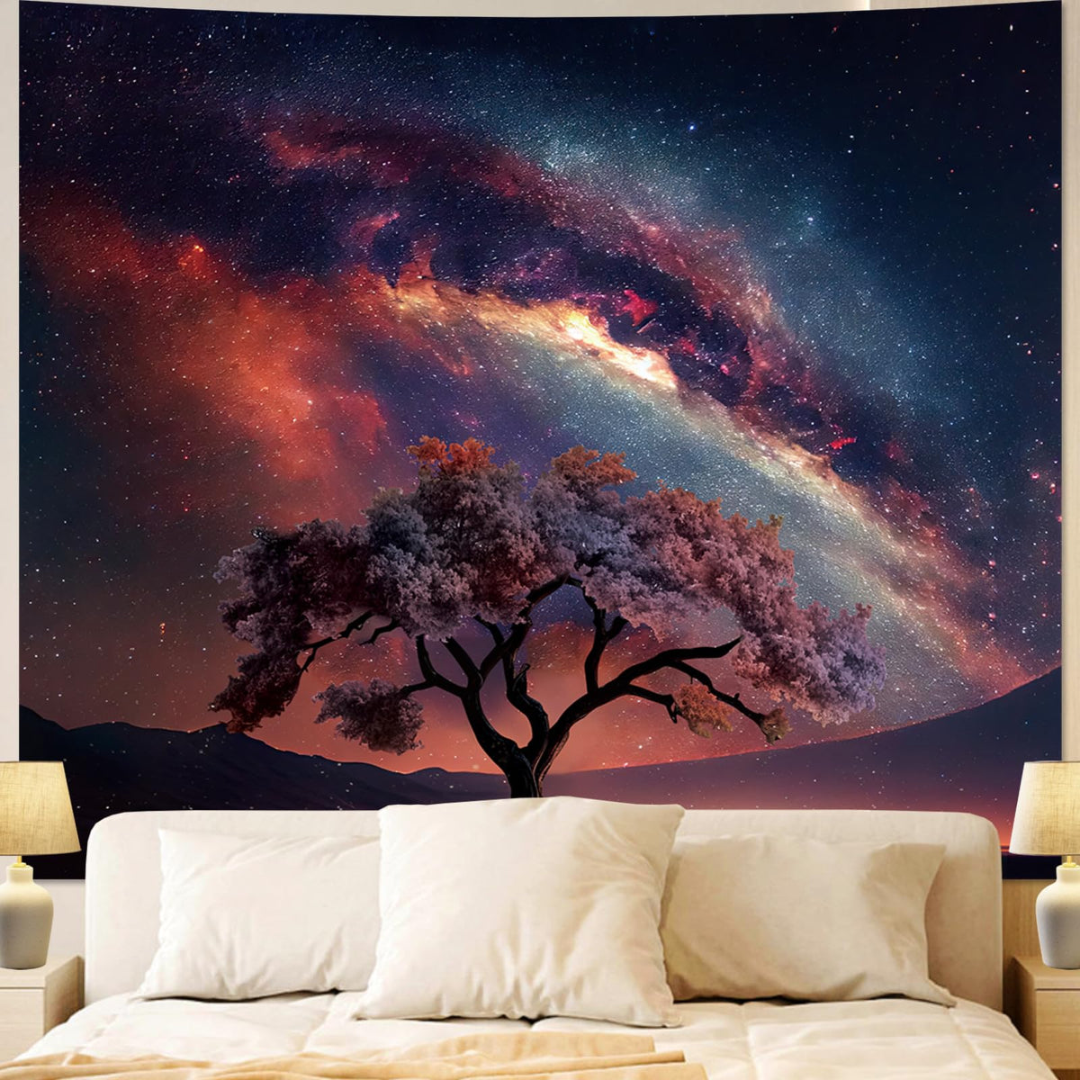 Apdidl Space Ceiling Tapestry for Bedroom, Galaxy Forest Large Wall Hanging