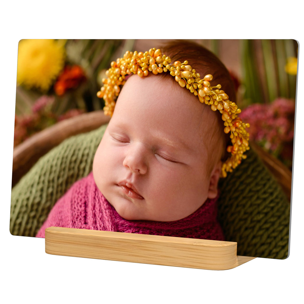 Custom Metal Photo Prints Customized photo gifts with Natural Bamboo Base