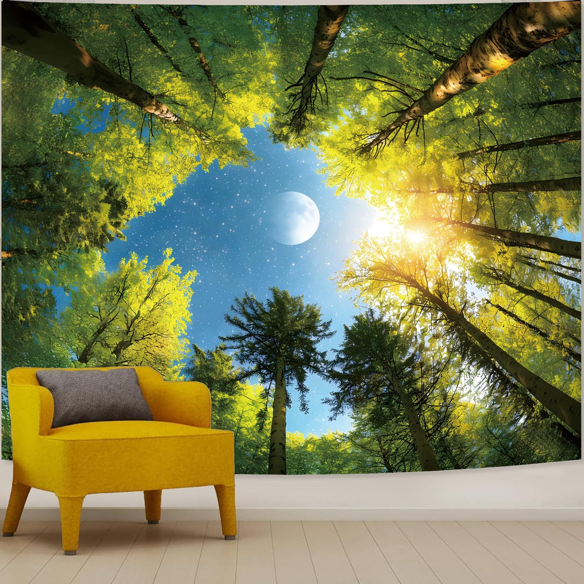 Apdidl Space Ceiling Tapestry for Bedroom, Galaxy Forest Large Wall Hanging