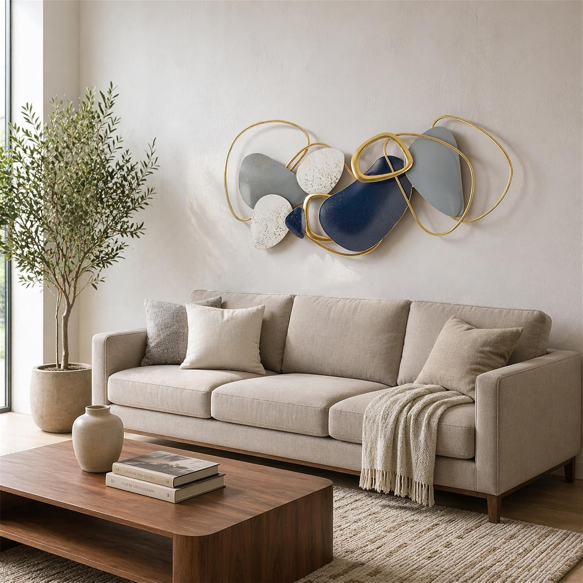 Axioglo 40" Large 3D Metal Wall Decor, Abstract Wall Art for Living Room