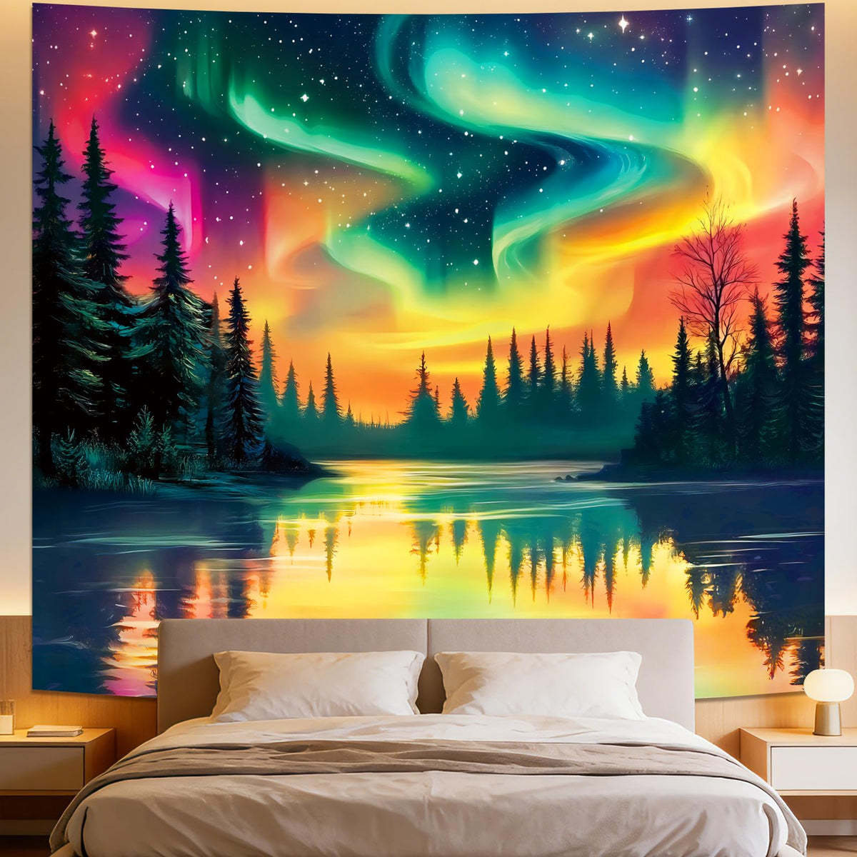 Apdidl Space Ceiling Tapestry for Bedroom, Galaxy Forest Large Wall Hanging