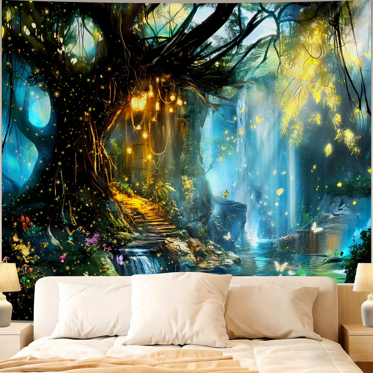 Apdidl Forest Tapestry for Bedroom, Large Green Fairy Wall Tapestries Decor