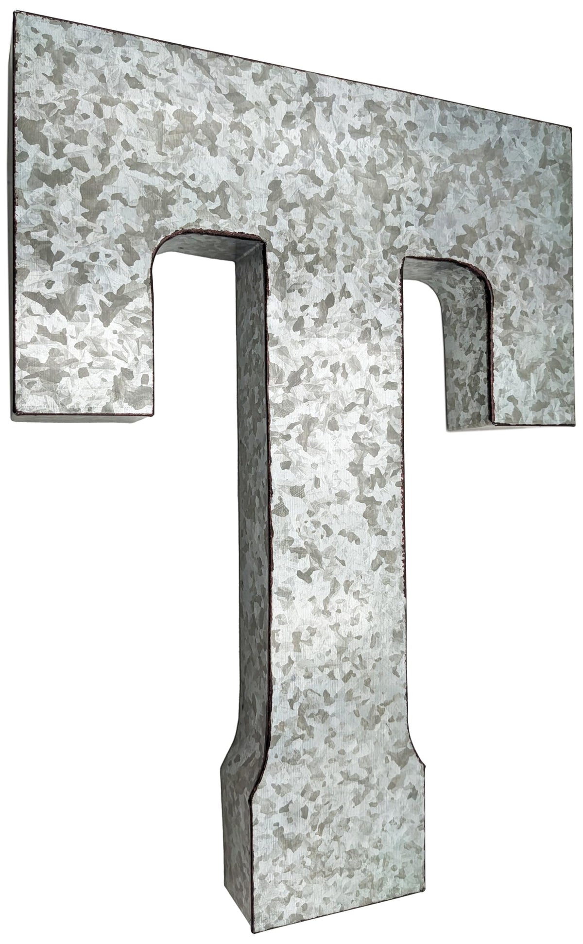 SciencePurchase 20" Metal Letter C Wall Decor, Silver with Rusted Edges, Galvanized Wall Mountable Decoration for Country, Mid-Century, or Farmhouse Themed Room or Event