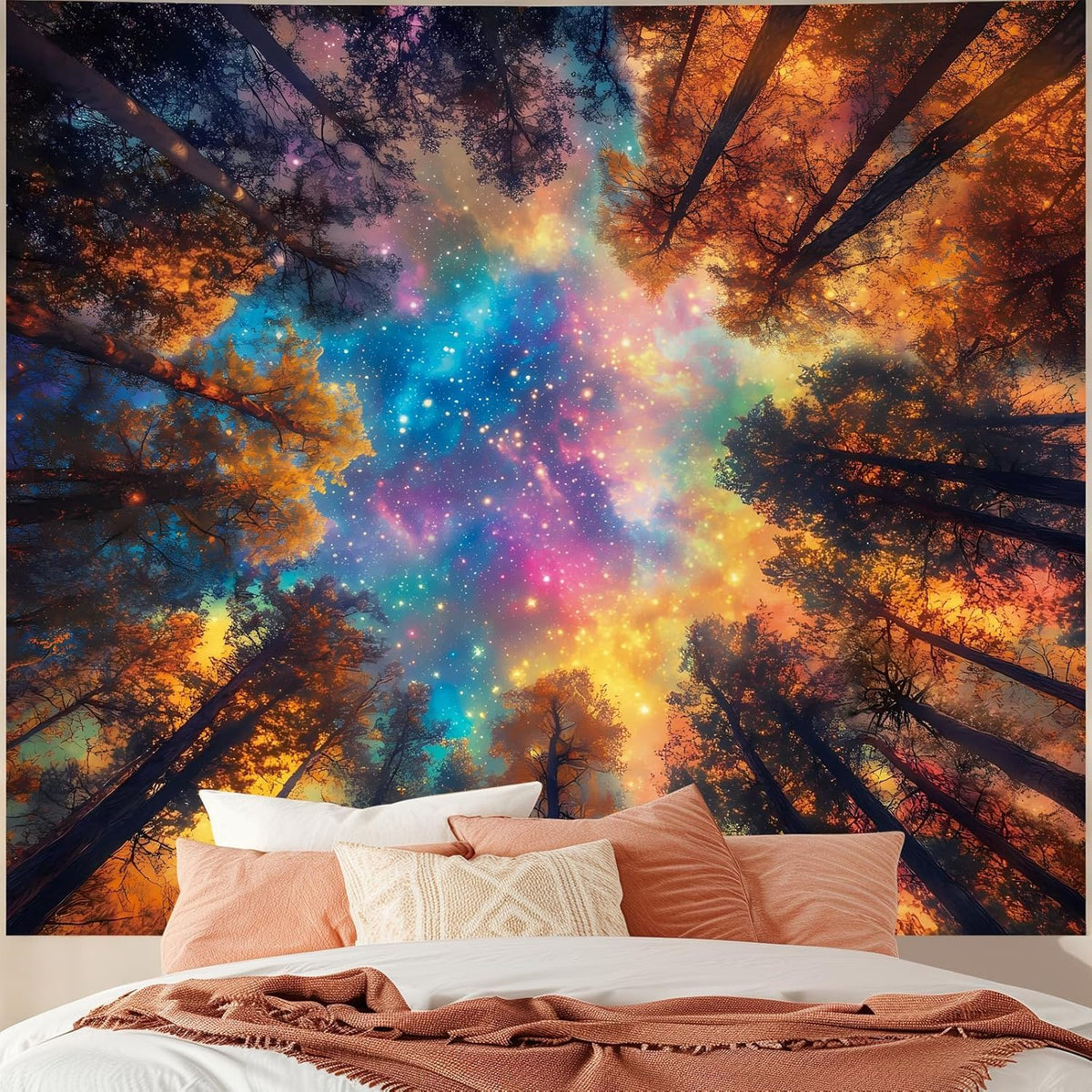 Avinyl Tree of Life Tapestry Wall Hanging, Large Black Sun Moon Tapestries