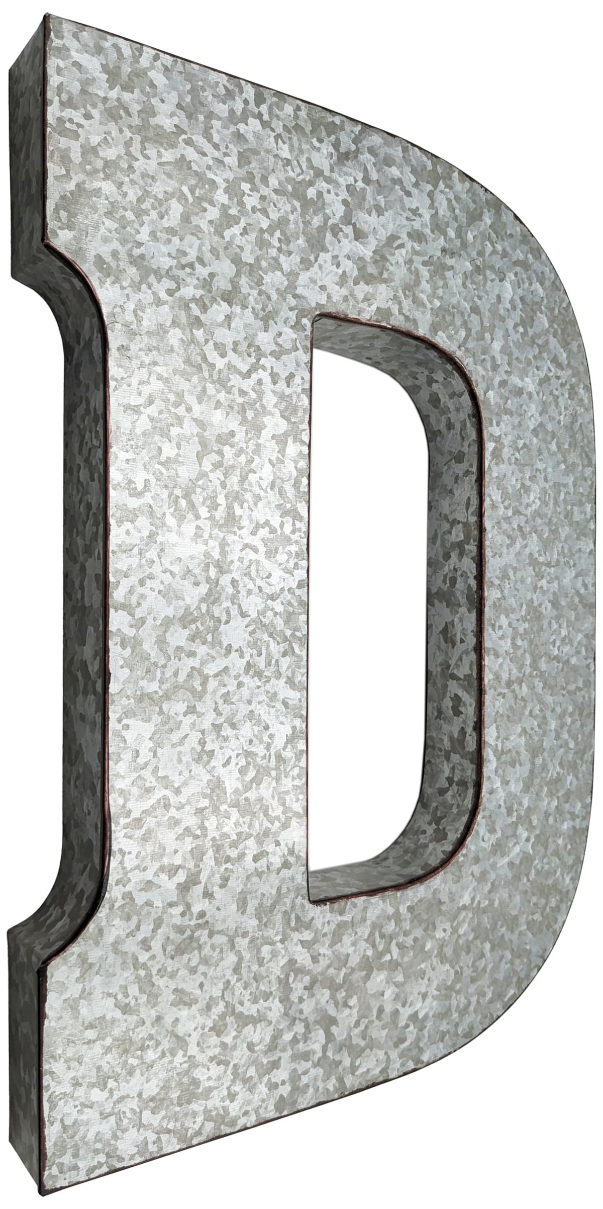 SciencePurchase 20" Metal Letter C Wall Decor, Silver with Rusted Edges, Galvanized Wall Mountable Decoration for Country, Mid-Century, or Farmhouse Themed Room or Event