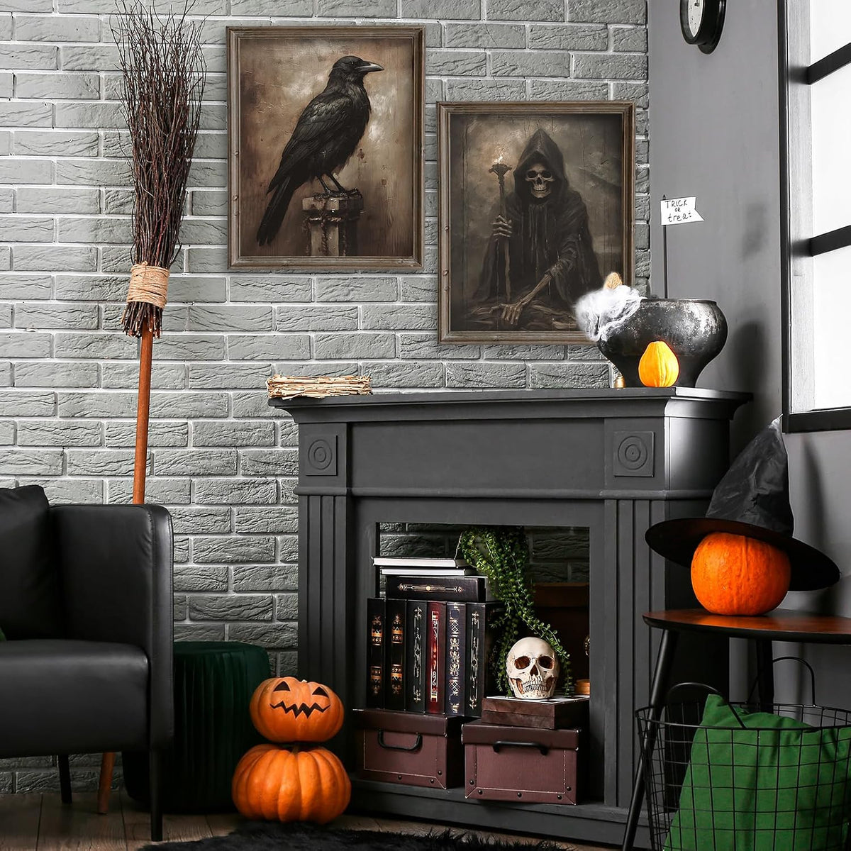 Whaline 10Pcs Halloween Dark Wall Art Prints Creepy Halloween Aesthetic Paper Posters Witchy Picture Decorations for Gallery Living Room Bedroom Office, Unframed