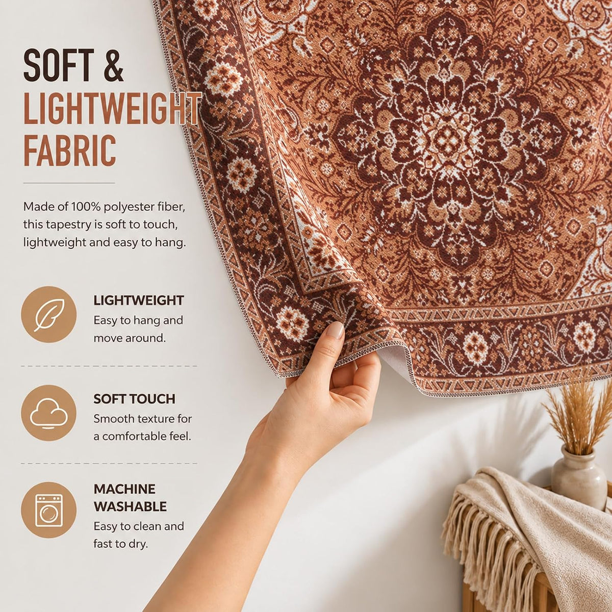 Apdidl Boho Mandala Hippie Wall Tapestry,Orange Vintage Indian Tapestries