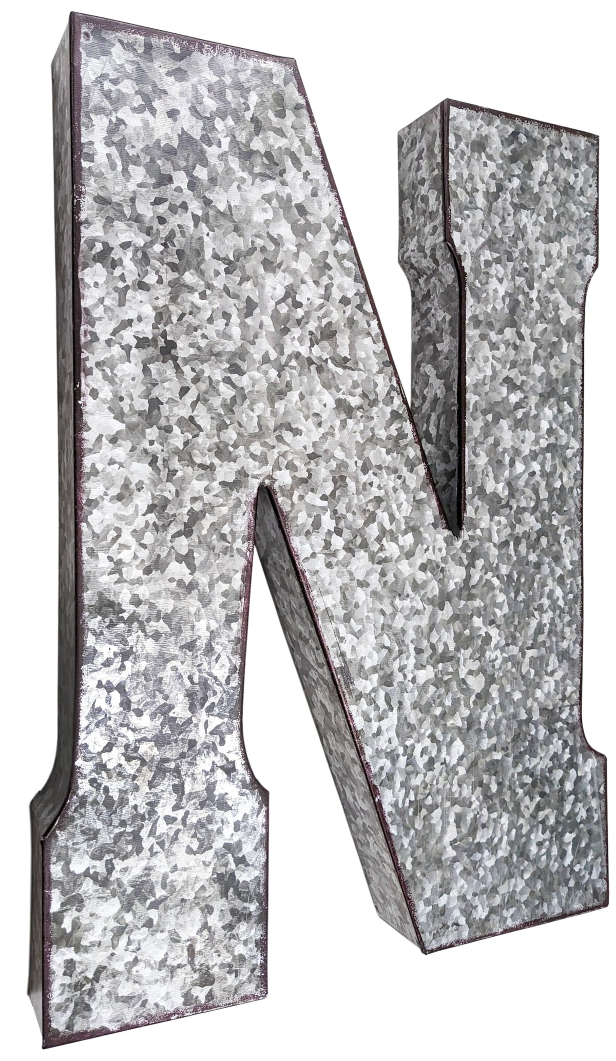 SciencePurchase 20" Metal Letter C Wall Decor, Silver with Rusted Edges, Galvanized Wall Mountable Decoration for Country, Mid-Century, or Farmhouse Themed Room or Event