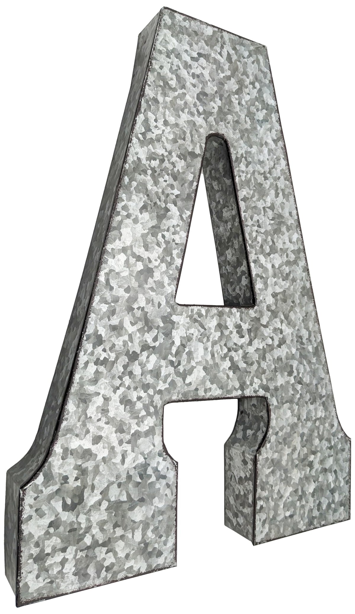 SciencePurchase 20" Metal Letter C Wall Decor, Silver with Rusted Edges, Galvanized Wall Mountable Decoration for Country, Mid-Century, or Farmhouse Themed Room or Event