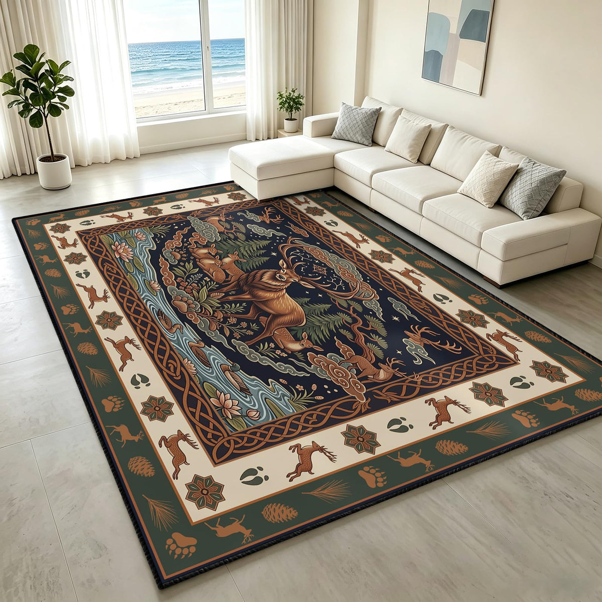 Indian Elephant Area Rug 3x5 Red Vintage Boho Tapestry Style Carpet