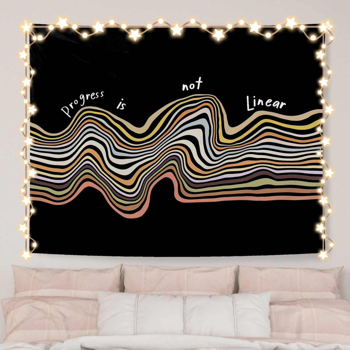 AQYIP What's the Best That Could Happen Inspirational Tapestry, Motivational Tapestry Decorative, Trendy Blue Positive Quote Wall Tapestries Blanket Decor for Home Office, 50x60 Inch