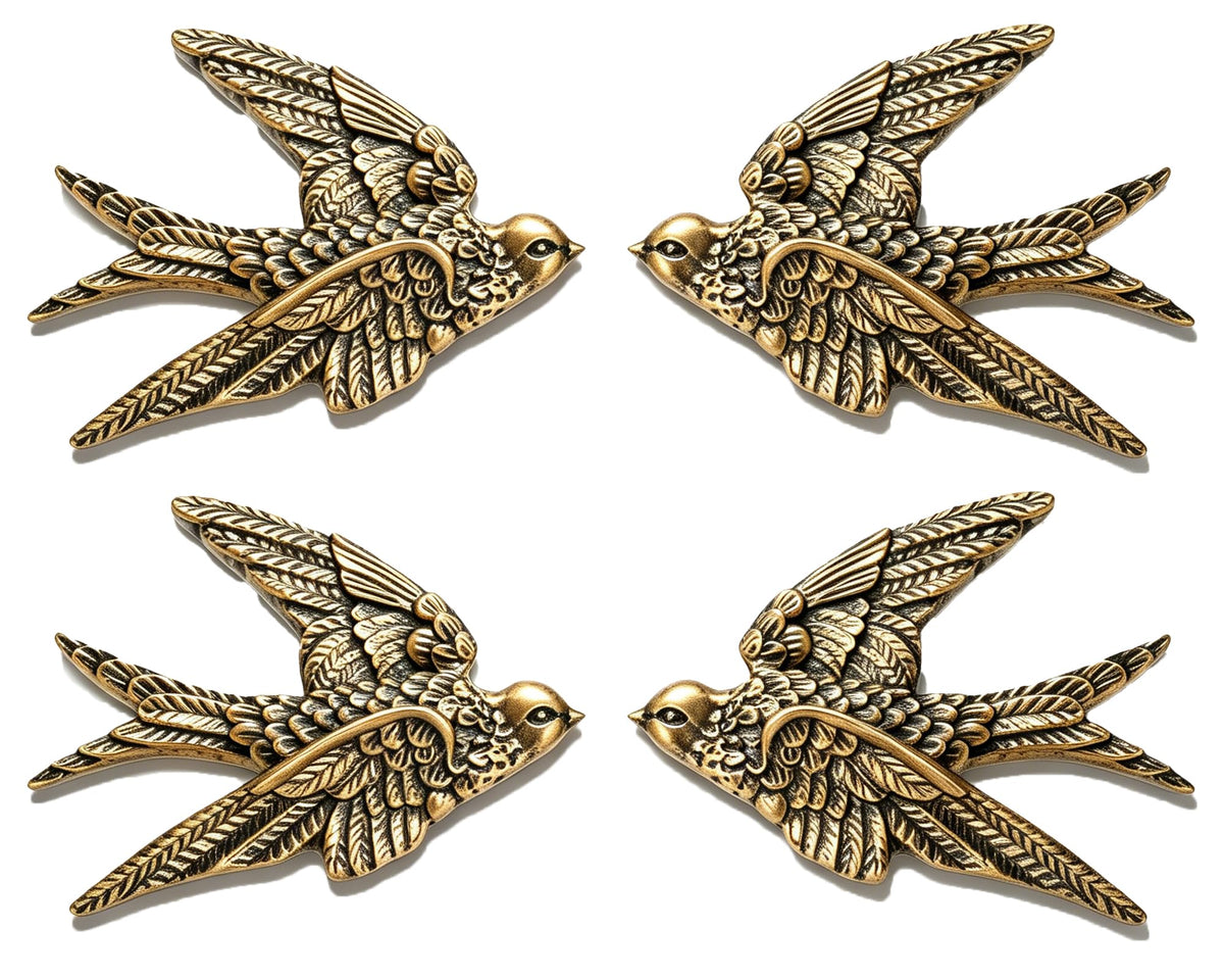 AMOIENSIS 4.75 Inch Gold Swallow Bird Wall Sculpture Set of 2