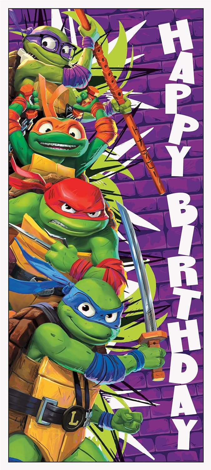 Teenage Mutant Ninja Turtles Birthday Door Poster - 27" x 60", 1 Count | Eye-catching Party Decoration for Kid's Parties