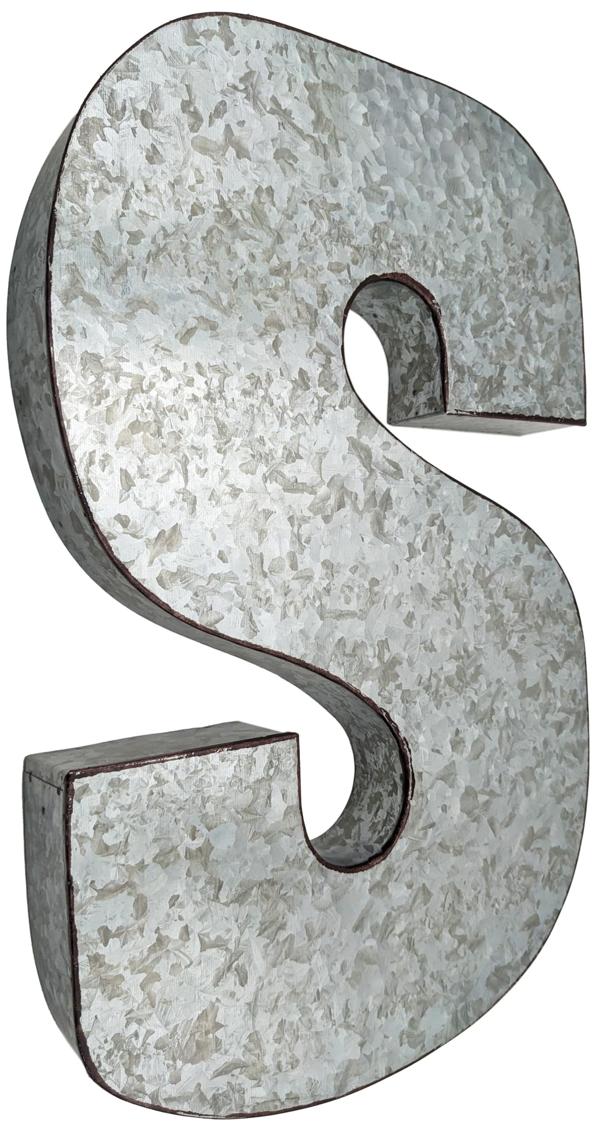SciencePurchase 20" Metal Letter C Wall Decor, Silver with Rusted Edges, Galvanized Wall Mountable Decoration for Country, Mid-Century, or Farmhouse Themed Room or Event
