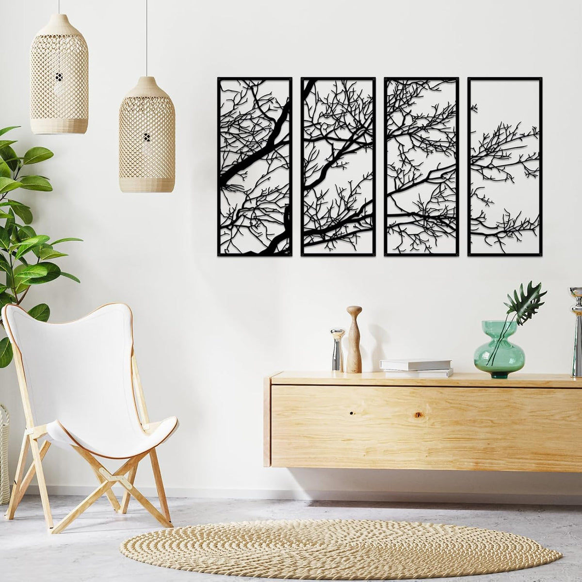 ESTART 4 Pieces Tree of Life Metal Wall Decor, Tree Branch Metal Wall Art