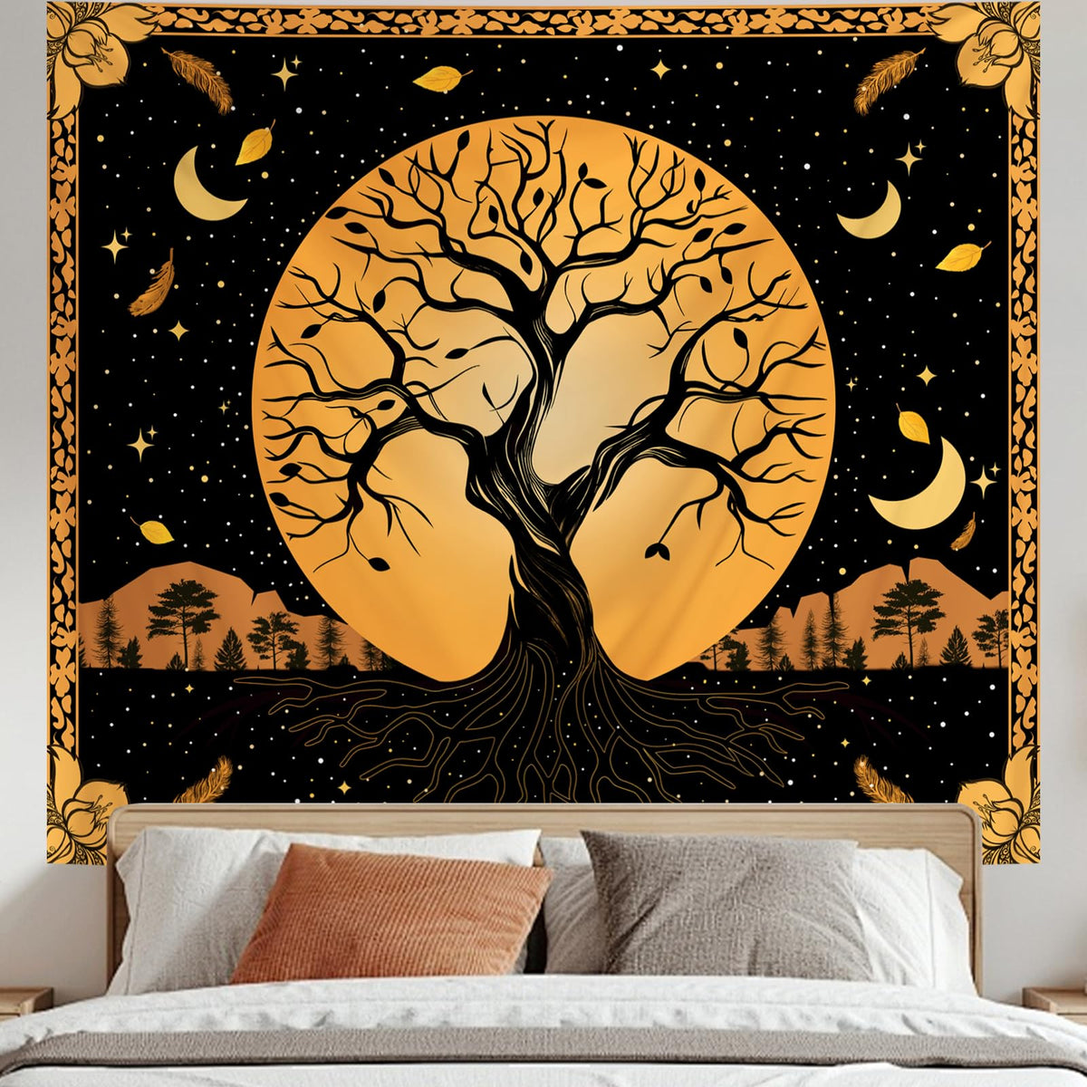 Tichgeim Green Hippie Tapestry Wall Hanging, Large Boho Mandala Tapestries