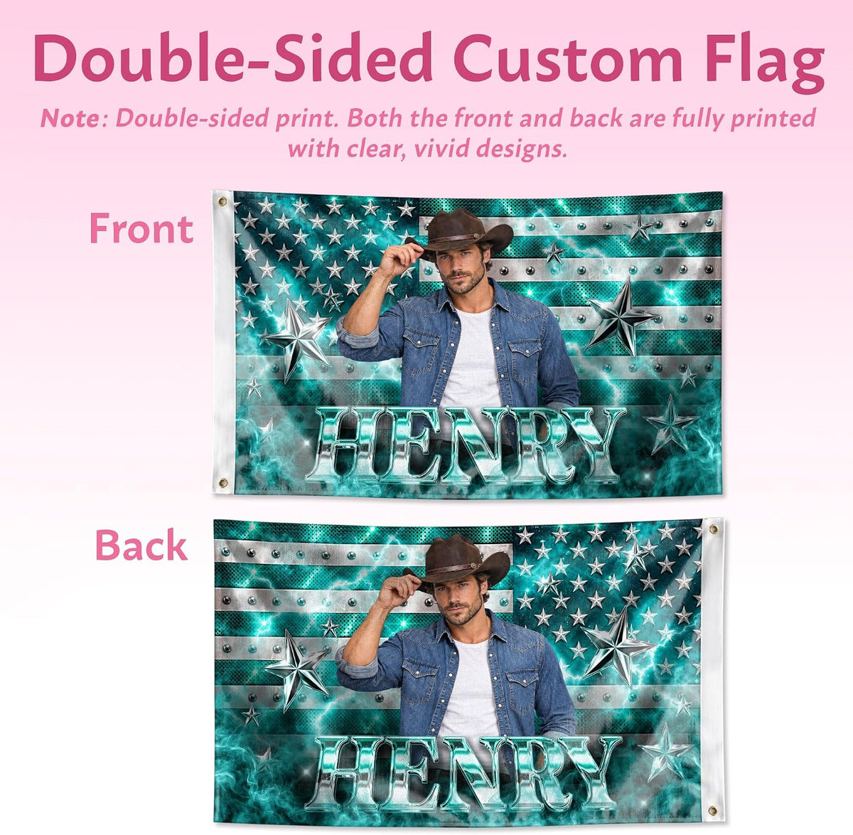 Custom Flag With Picture, Pink Custom Flag Double-sided, Various Sizes 3