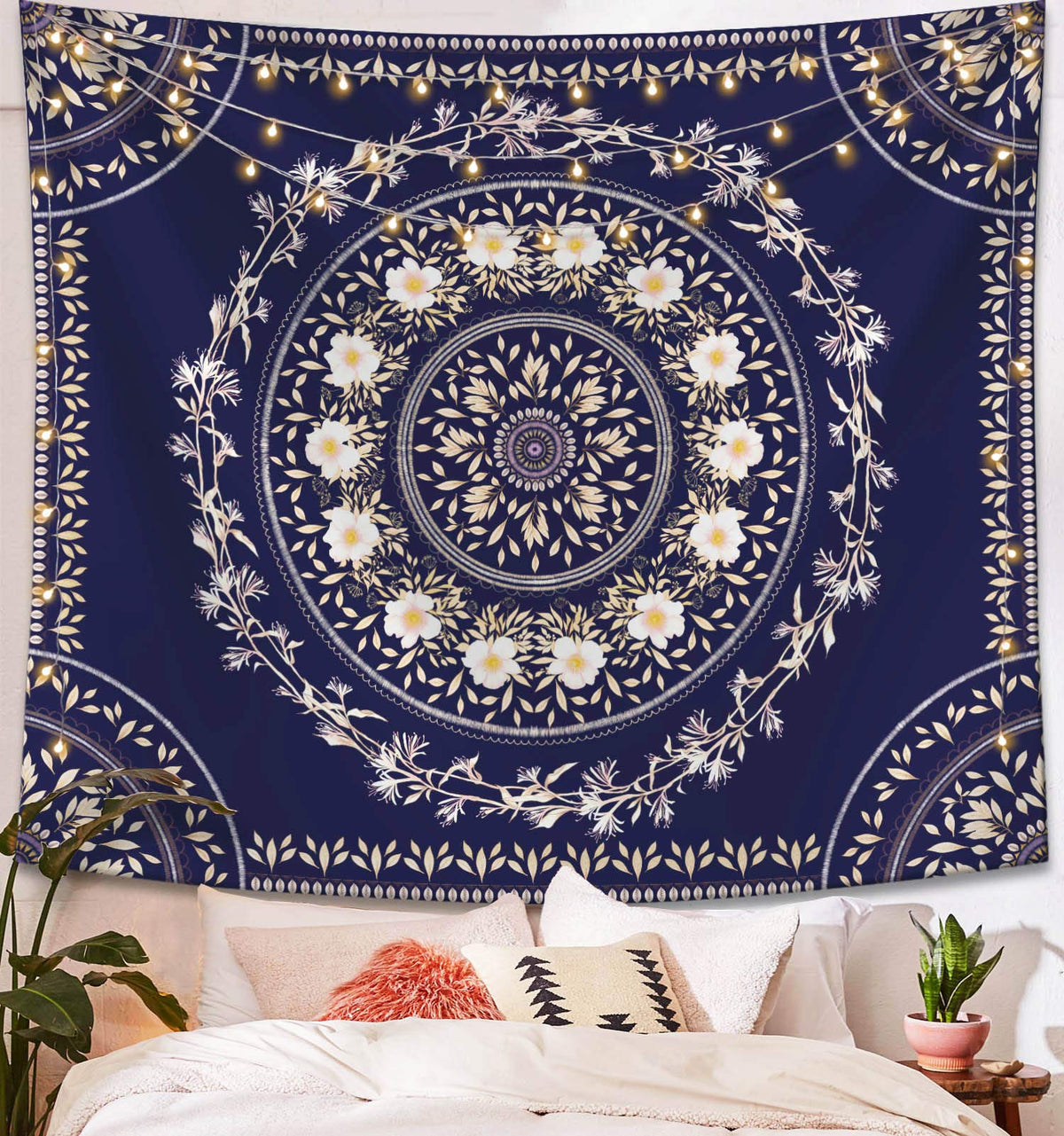 Lifeel Black and White Floral Tapestry, Boho Aesthetic Tapestries, Wall Hanging for Bedroom Living Room Dorm
