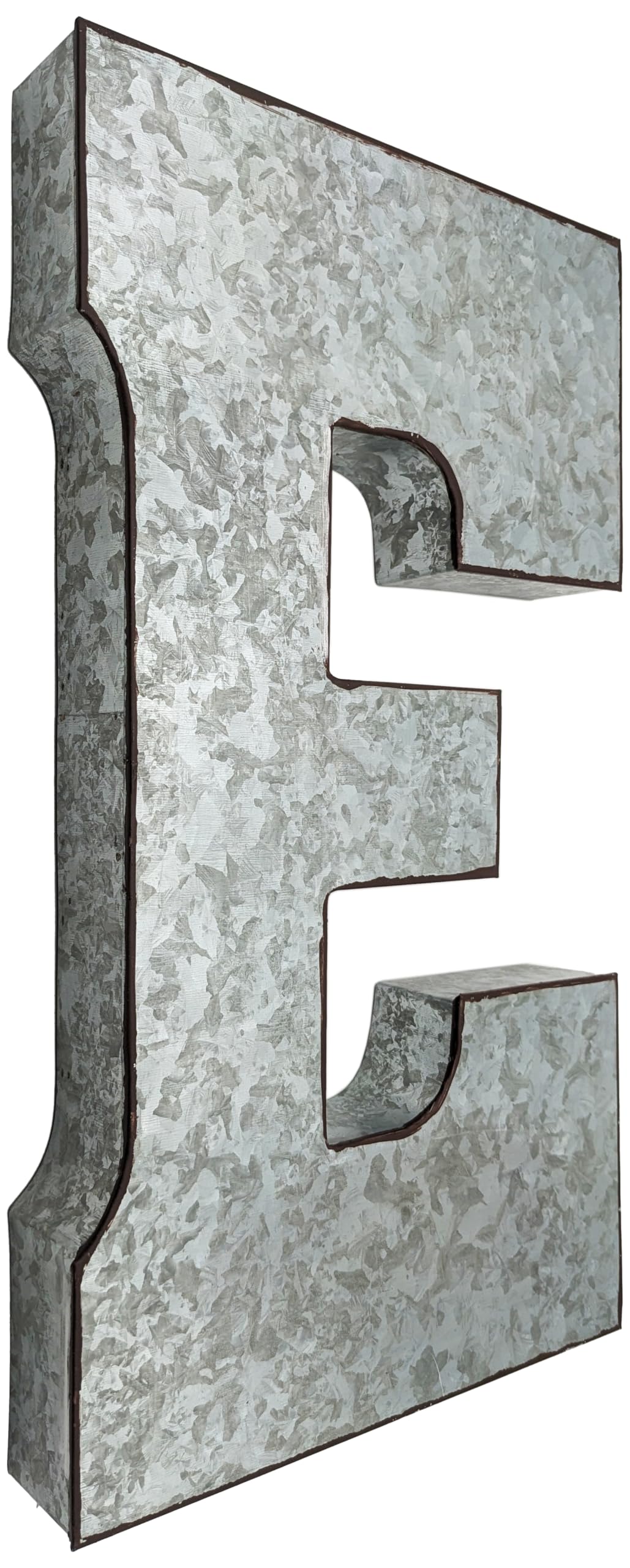 SciencePurchase 20" Metal Letter C Wall Decor, Silver with Rusted Edges, Galvanized Wall Mountable Decoration for Country, Mid-Century, or Farmhouse Themed Room or Event
