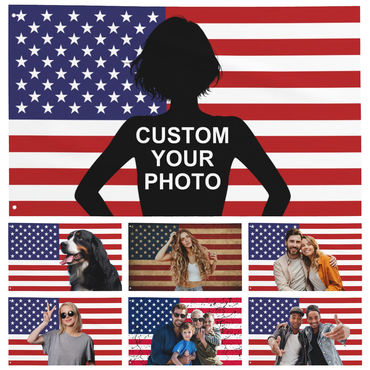 Custom Flag with Picture, Personalized Funny Flags Print Your Own Text/Photo/Logo Customized Flag Tapestry for Bedroom Dorm Room Decor Garden, 2x3 3x5 4x6 5x8 Ft