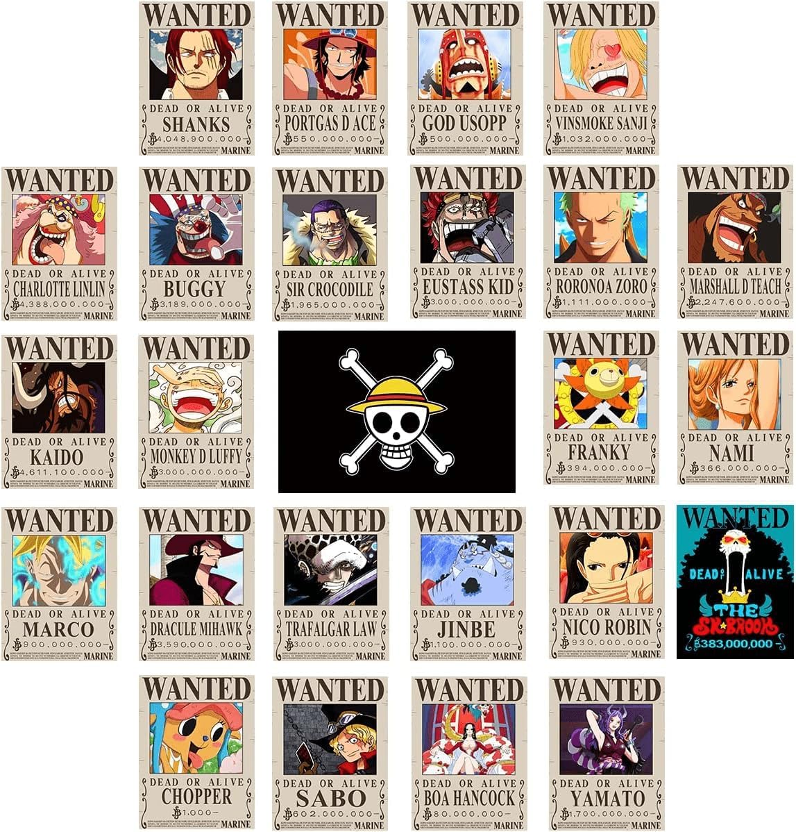 TYZZHOA 25PCS Anime [OP] Wanted Posters 30x21cm, New Bounty Edition