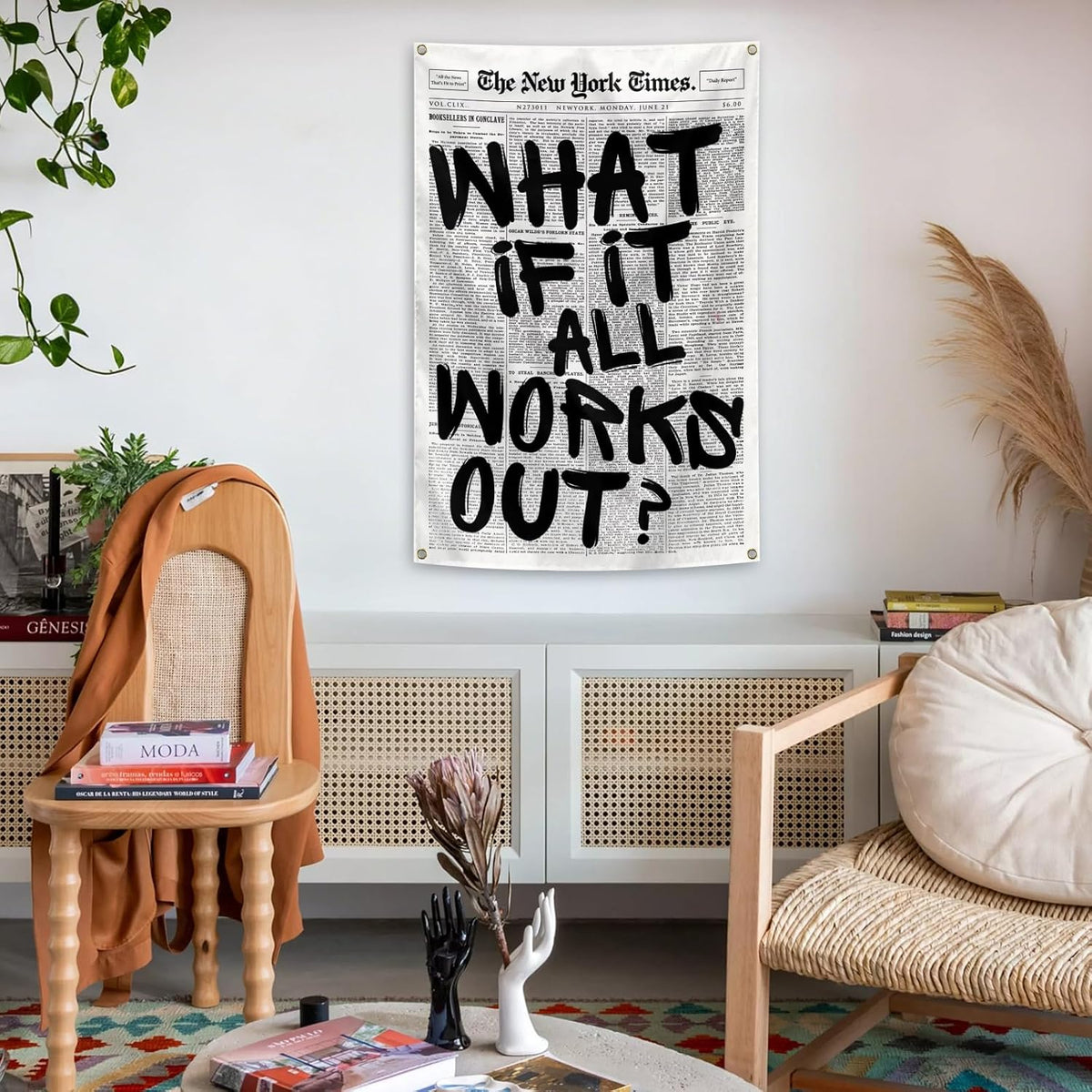 verrlia Retro Art What If It All Works Out Inspirational Tapestry 2x3 Feet Motivational Tapestry for Bedroom College Dorm Dorm Office Wall Decor