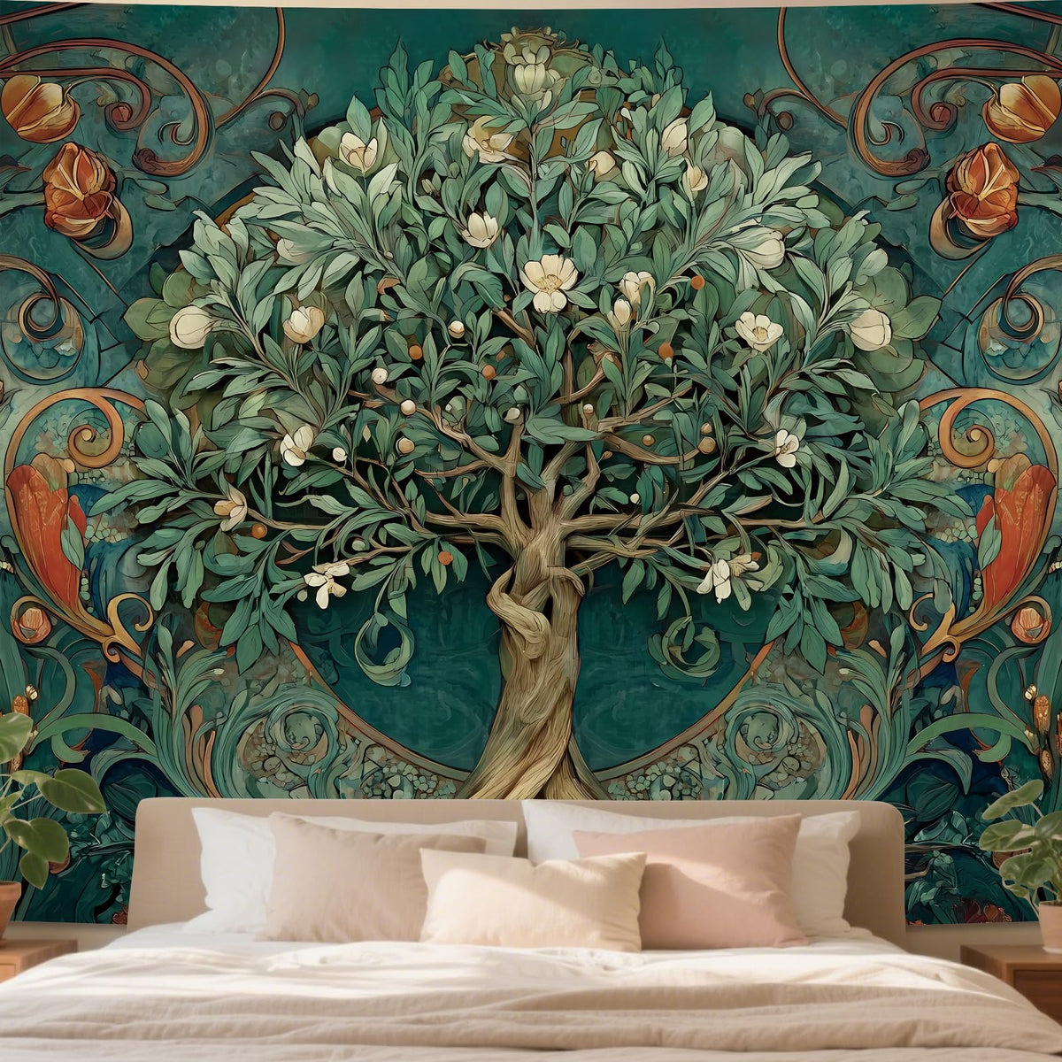 Tichgeim Green Hippie Tapestry Wall Hanging, Large Boho Mandala Tapestries