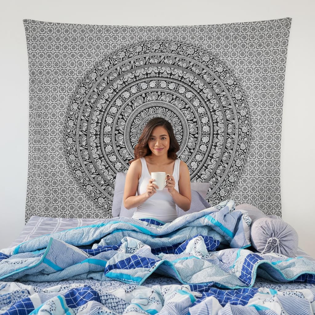 Craft Trade Cotton Mandala Tapestry, Indian Wall Hanging Decor, 50x60 In