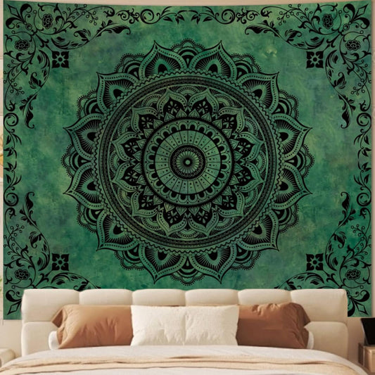 Tichgeim Green Hippie Tapestry Wall Hanging, Large Boho Mandala Tapestries