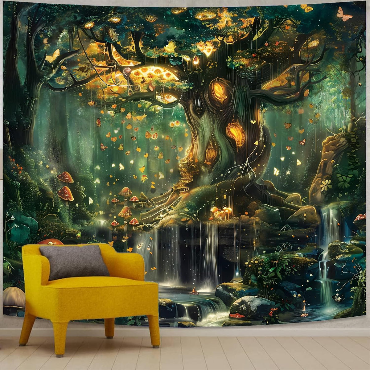 Apdidl Forest Tapestry for Bedroom, Large Green Fairy Wall Tapestries Decor