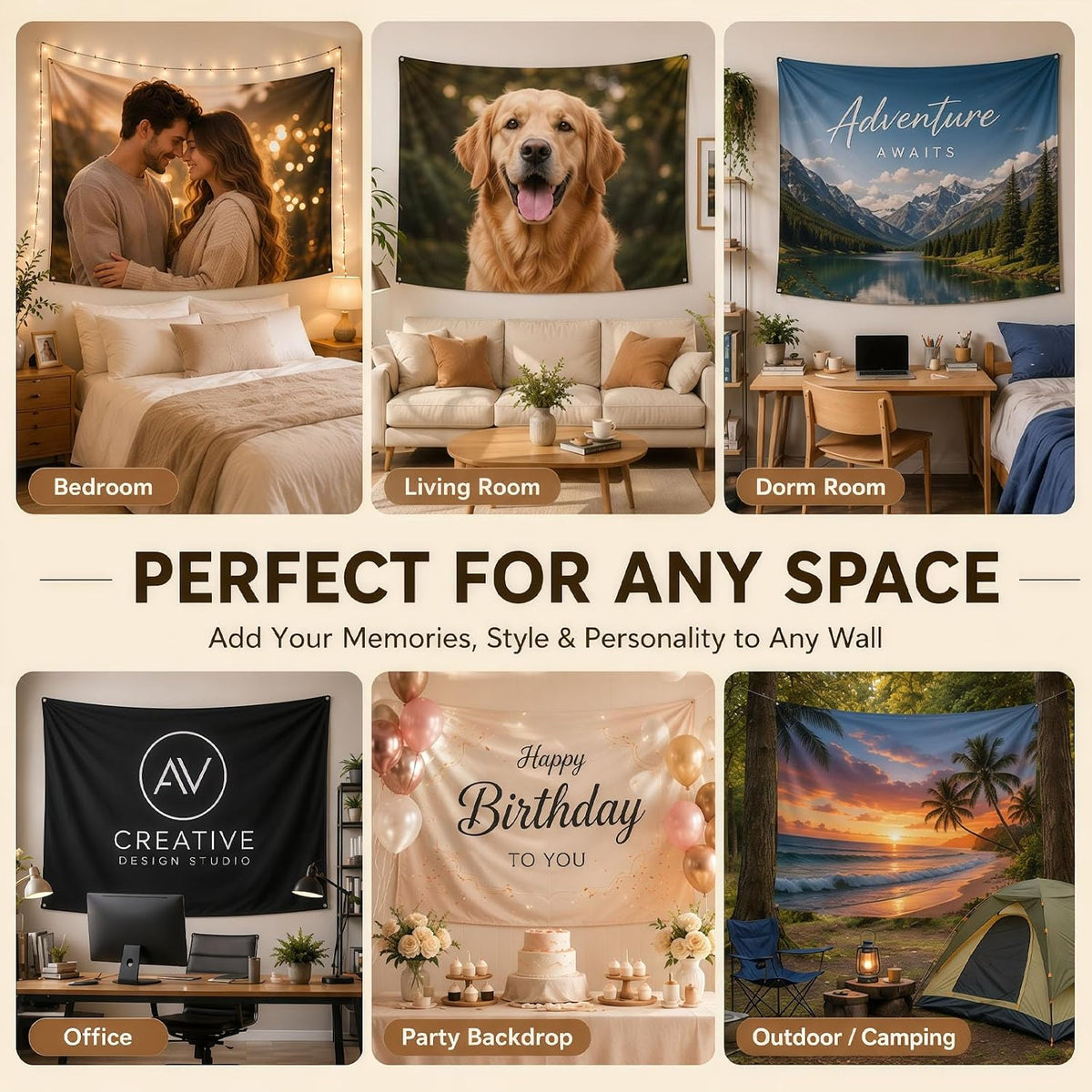 Fowgin Custom Tapestry, Personalized Wall Tapestry with Photo Text Logo