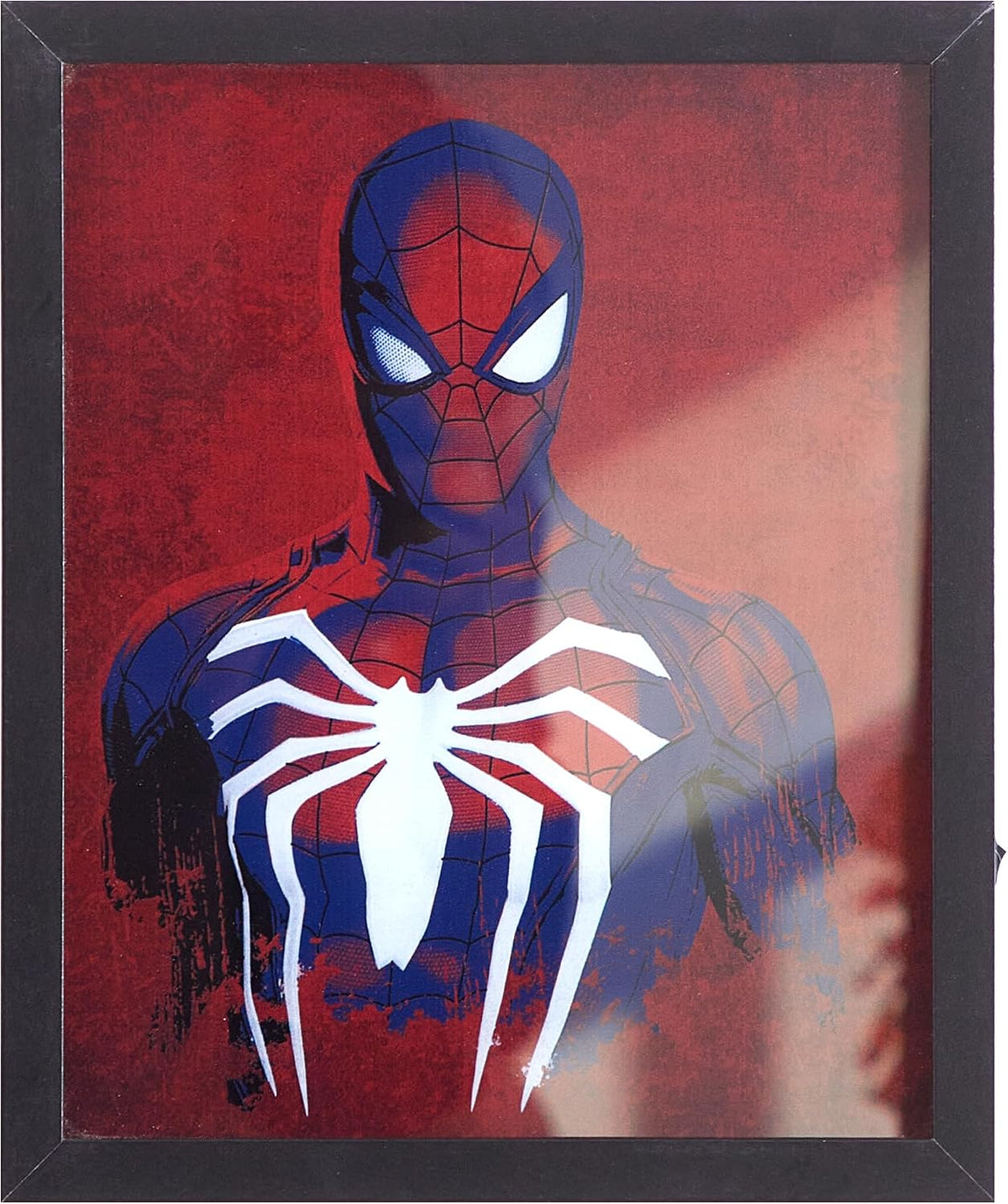 Marvel Spiderman Dual LED Wall Art,Superhero Décor, Red & Blue Comic Style Print, Official Framed Artwork for Kids Room, Bedroom, or Game Room,16"x16"