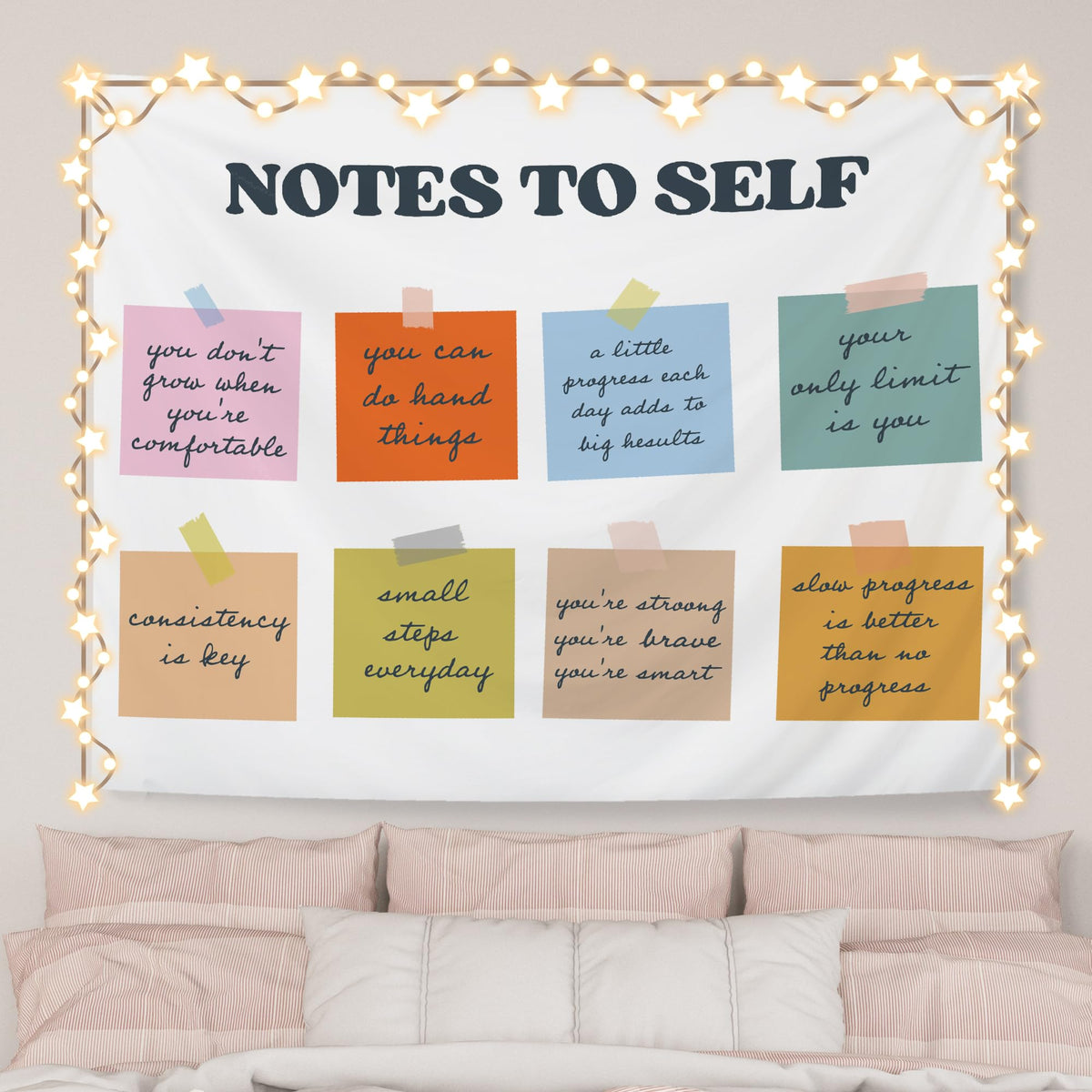 AQYIP What's the Best That Could Happen Inspirational Tapestry, Motivational Tapestry Decorative, Trendy Blue Positive Quote Wall Tapestries Blanket Decor for Home Office, 50x60 Inch