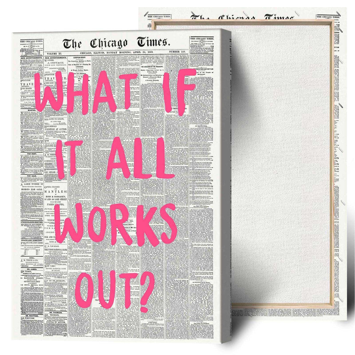 Drimiler Retro Black And White Newspaper Poster What If It All Works Out Canvas Wall Art Positive Affirming Quote Minimalist Prints Painting For Home Bedroom Dorm Wall Decor 8x12in Unframed
