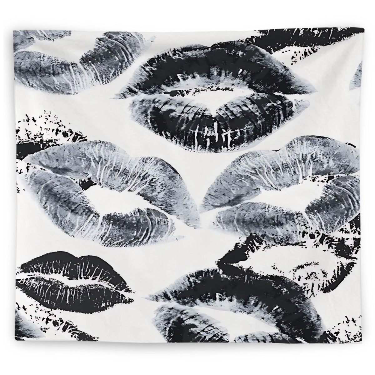 WNAGT Trendy Black and White Kiss Lips Tapestry Wall Hanging, Funky Makeup Wall Decor, Fashion Aesthetic Wall Blanket Decor for Girls Room College Dorm Makeup Room Beauty Room, 50x60 Inch