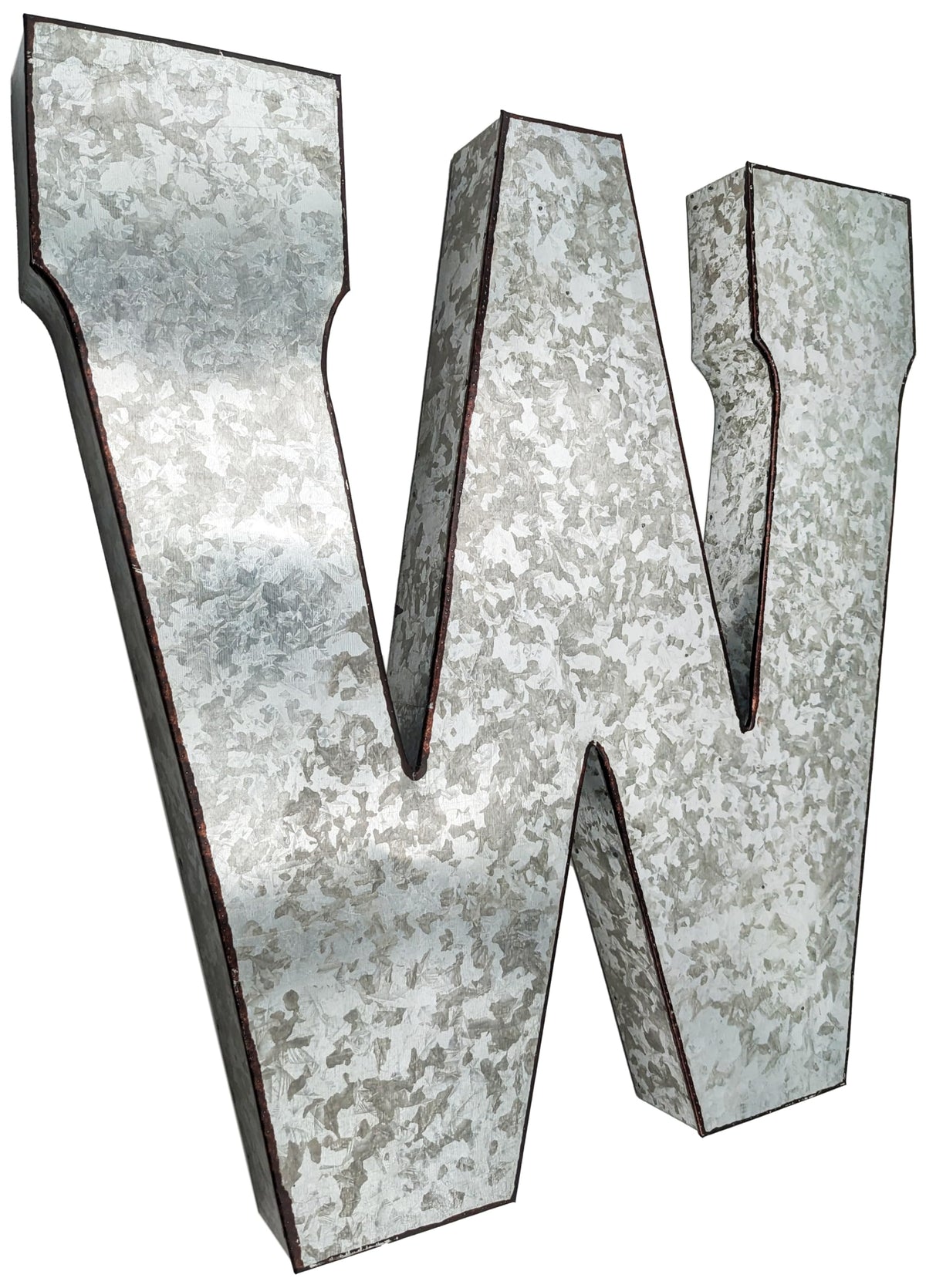 SciencePurchase 20" Metal Letter C Wall Decor, Silver with Rusted Edges, Galvanized Wall Mountable Decoration for Country, Mid-Century, or Farmhouse Themed Room or Event