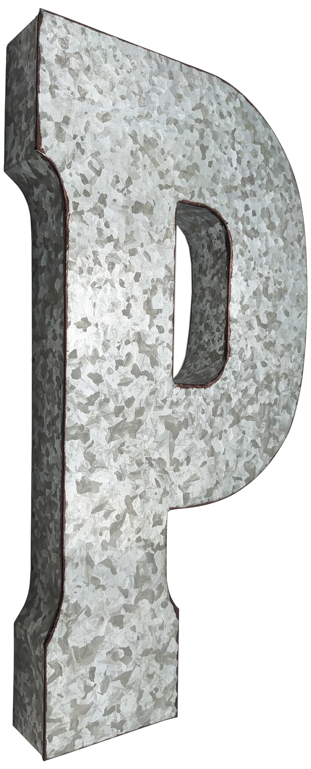 SciencePurchase 20" Metal Letter C Wall Decor, Silver with Rusted Edges, Galvanized Wall Mountable Decoration for Country, Mid-Century, or Farmhouse Themed Room or Event