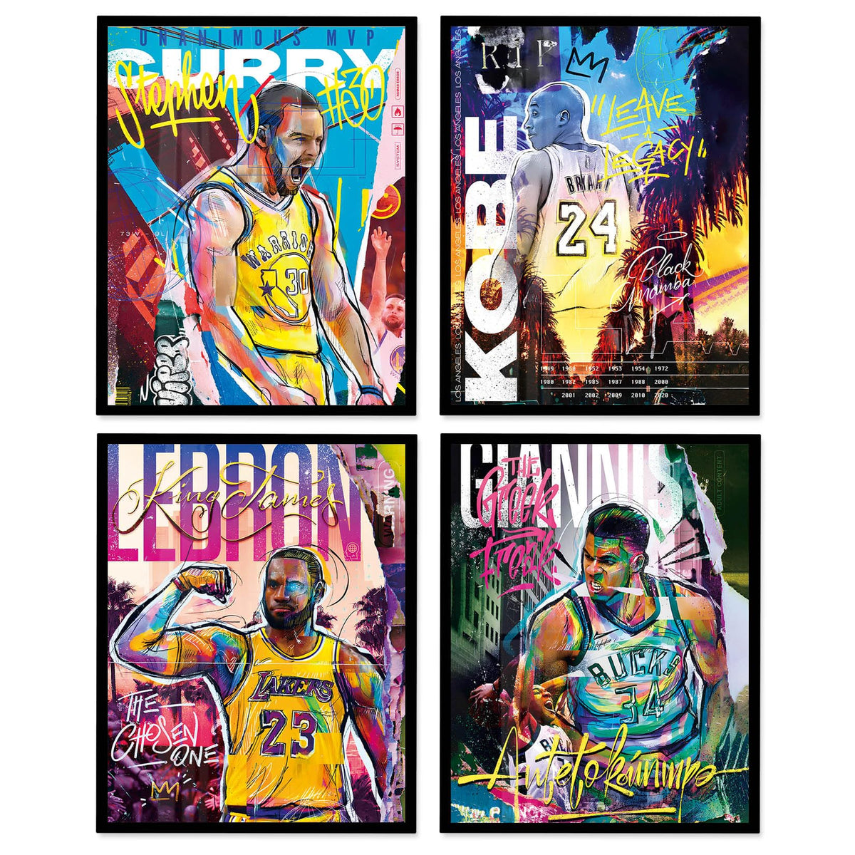 Soccer Posters 8x10 Inch Canvas Prints Unframed Set of 4 - Messi, Ronaldo, Mbape And Neymar Famous Football Superstar Poster Sports Decor for Boys Bedroom Wall Art