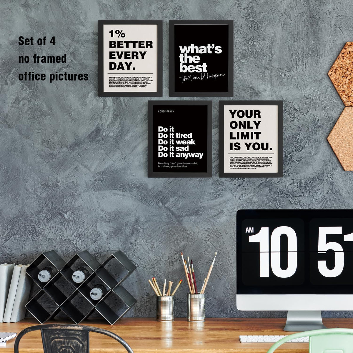 DSHFG Motivational Inspirational Office Wall Art Decor Prints Set of 4