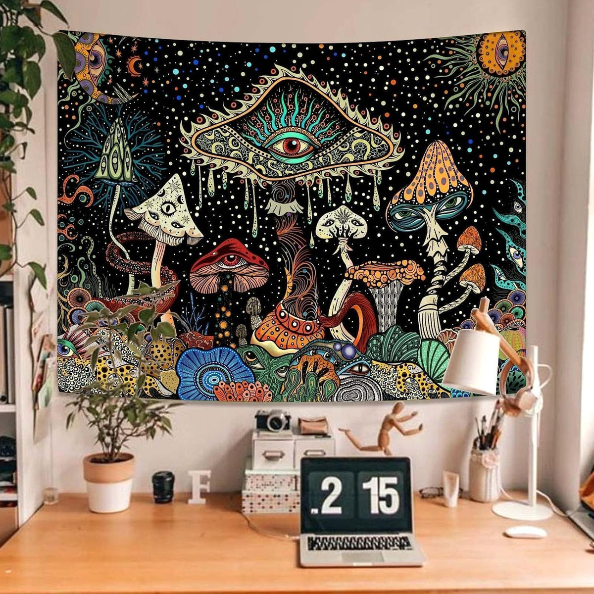 Yeoiat Mushroom Tapestry Hippie Tapestry for Bedroom Cute Tapestries Aesthetic Wall Tapestries Hanging for Bedroom Dorm Living Room (Mushroom, 36.00" X 48.00")