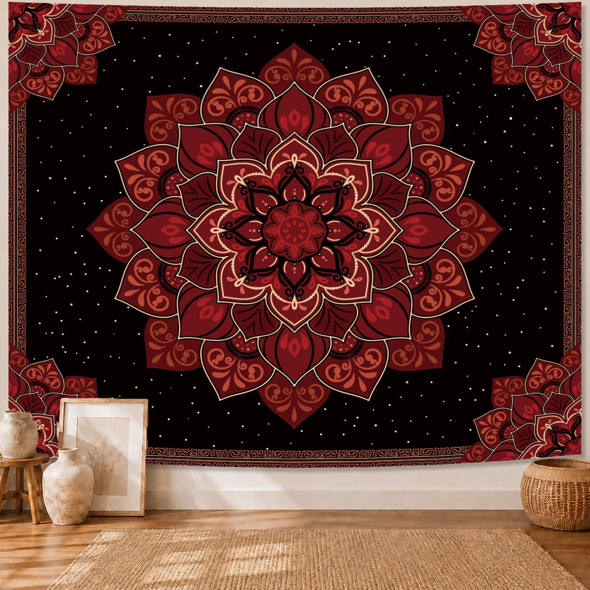 Apdidl Pink Boho Wall Tapestry for Bedroom,Mandala Bohemian Tapestries Girl