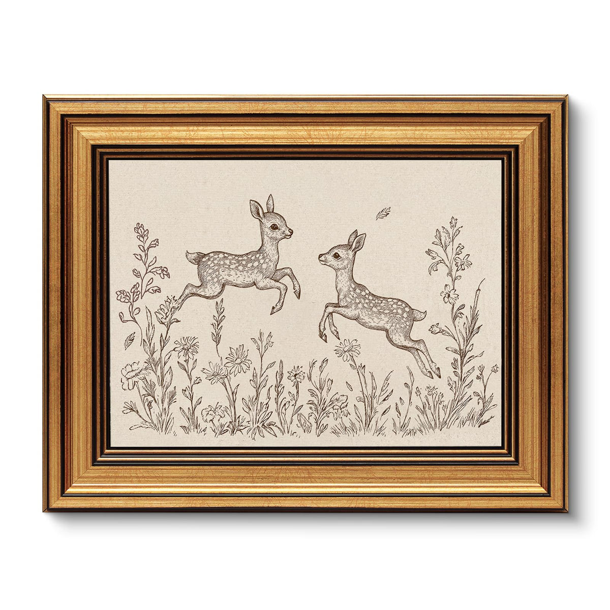VIYYIEA Vintage Gold Framed Wall Art – Hummingbird Sketch Prints, 8x10 IN