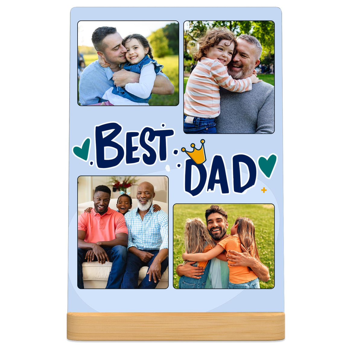 Custom Metal Photo Prints Customized photo gifts with Natural Bamboo Base