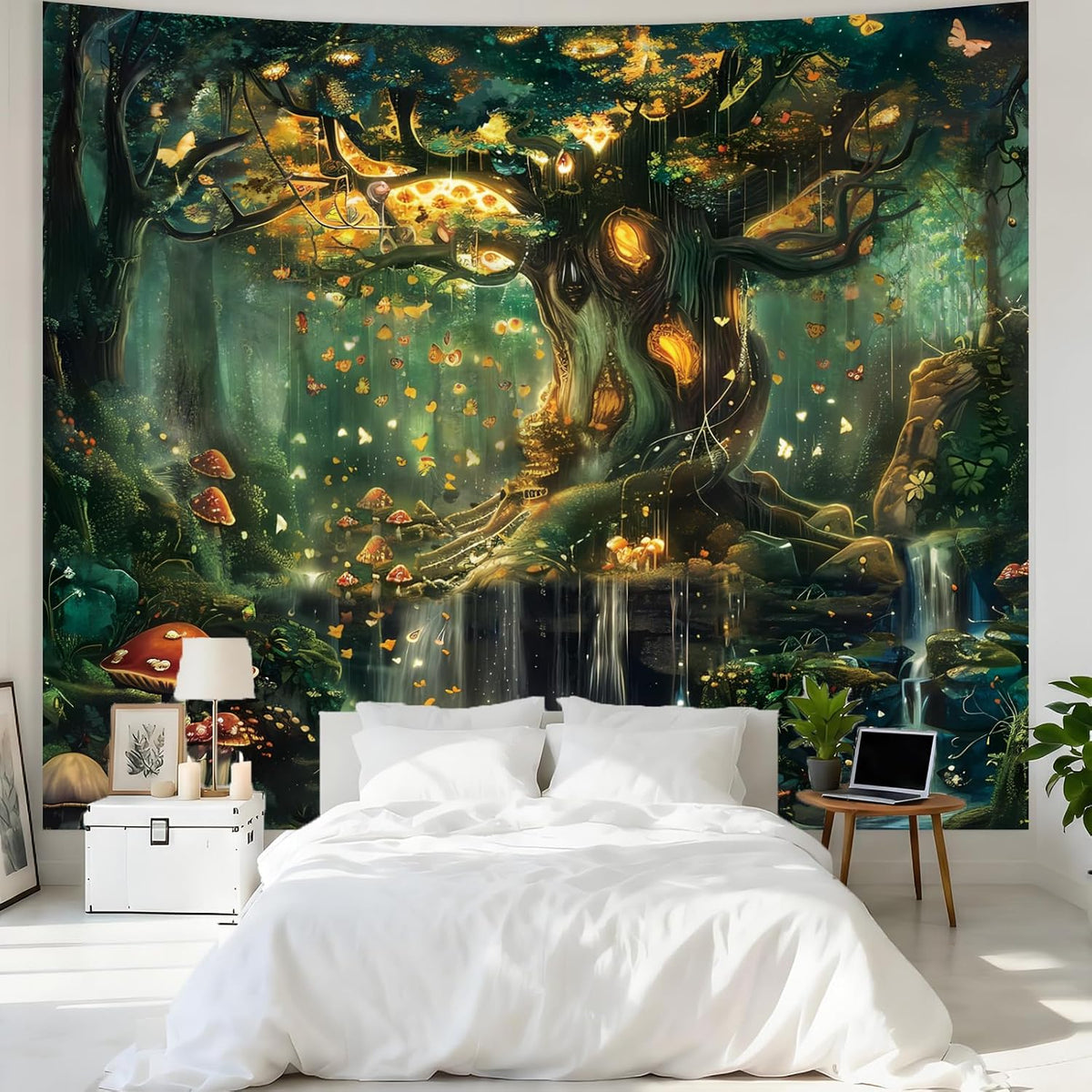 Apdidl Forest Tapestry for Bedroom, Large Green Fairy Wall Tapestries Decor